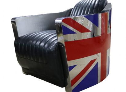 Echtleder Vintage Ledersessel Deko Designsessel Rocket Union Jack Vintage