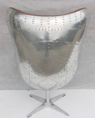 Vintage Schalensessel Aluminium Echtleder Wippfunktion Eierstuhl egg Braun