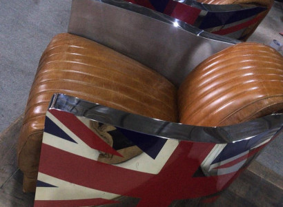 Echtleder Vintage Ledersessel Designsessel Rocket Union Jack Vintage Cigar