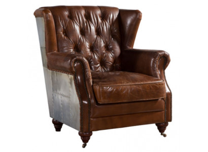 Ohrensessel Schöner Vintage Chesterfield Ohrenbacken-Sessel Clubsessel