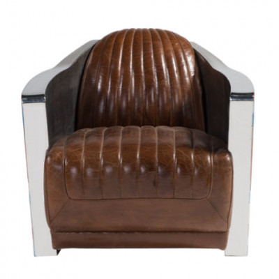 Union Jack Aviator Retro Clubsessel Braun Leder Vintage Sessel Möbel 