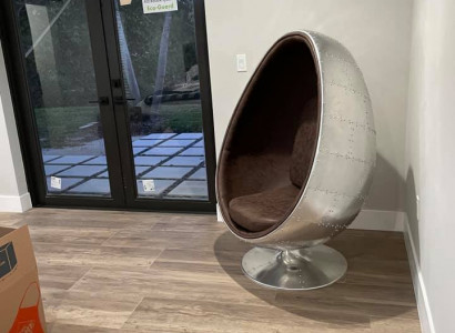 Design Retro Lounge Sessel Sitzer Egg Ball Silber Drehbar Aviator Space