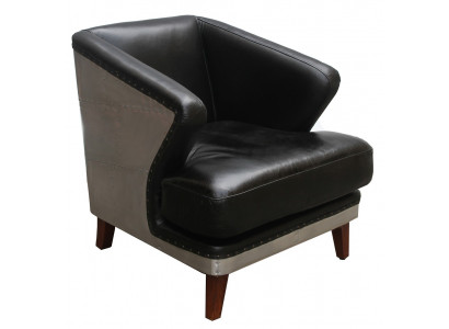 Clubsessel Schwarz Leder Ledersessel Vintage Sessel Möbel Relax