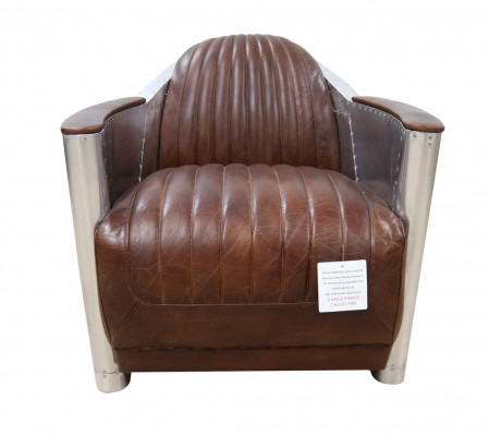 Club Sessel im Aviator-Stil Lounge Design Chrom Art Deco Leder Cocktail