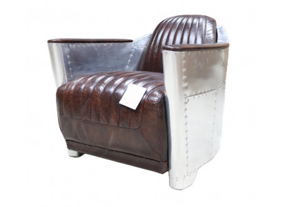 Echtleder Design Vintage Chromsessel Designsessel Sessel Flugzeug Aviator Leder