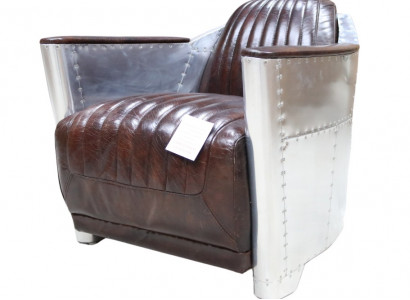 Echtleder Design Vintage Chromsessel Designsessel Sessel Flugzeug Aviator Leder