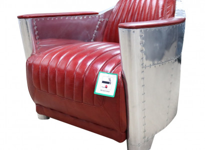 Echtleder Alu Sessel Cognac Flugzeugsessel Aviator Armlehnsessel Neu