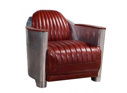 Sofa Sessel Echtleder Couch club Lounge Retro Aviator Vintage Aluminium Flugzeug