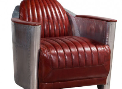 Sofa Sessel Echtleder Couch club Lounge Retro Aviator Vintage Aluminium Flugzeug