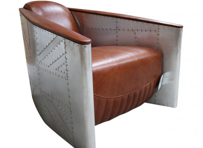 Sofa Sessel Echtleder Couch club Lounge Aviator Vintage Aluminium Flugzeug Retro