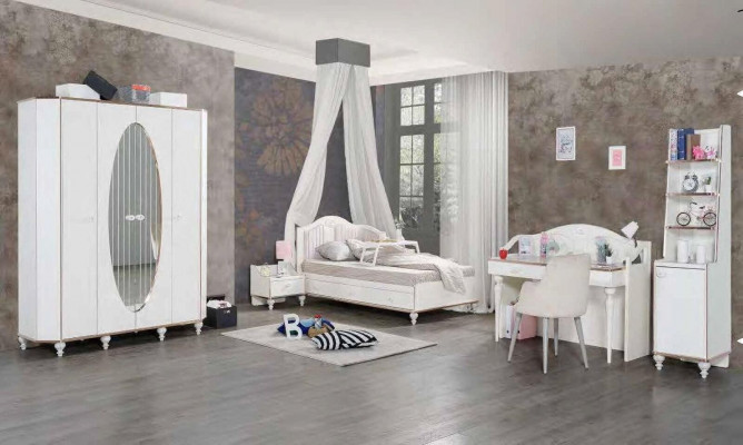 Bett Kleiderschrank Nachttisch Schreibtisch Bücherregal Jugendzimmer 5tlg Set