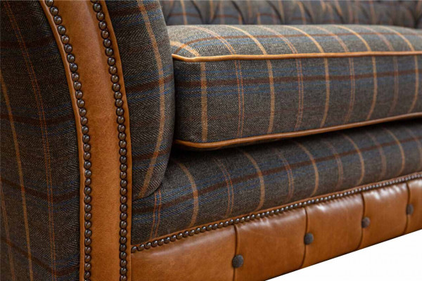 Sofa 3 Sitzer Designer Sofa Couch Polster Braun Couchen Stoff Textil Neu