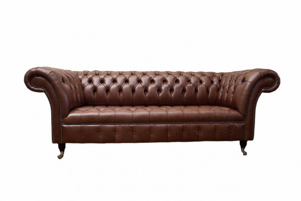 Chesterfield Sofa Dreisitzer Vintage Couches big xxl Braun Textil Leder