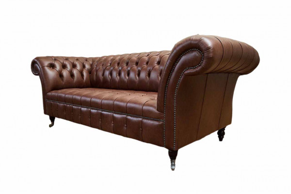 Chesterfield Sofa Dreisitzer Vintage Couches big xxl Braun Textil Leder