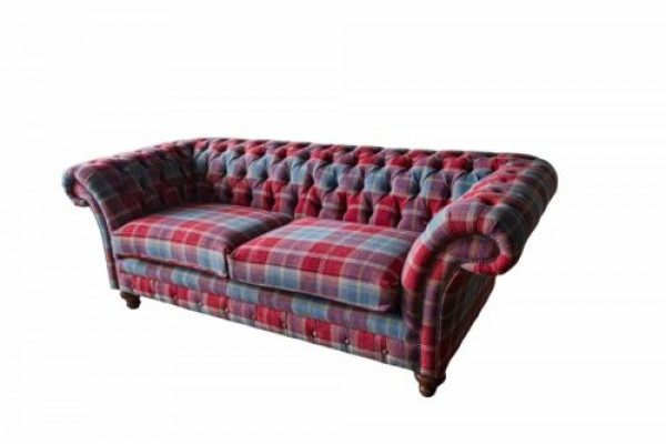 Chesterfield Modern 3 Sitzer Designer Sofa Luxus Polster Couch Stoff Textil Neu