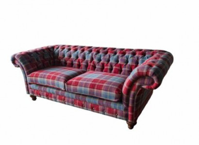 Chesterfield Modern 3 Sitzer Designer Sofa Luxus Polster Couch Stoff Textil Neu