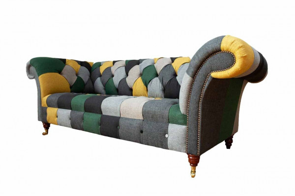 Klassische Design Chesterfield Stoff Sofa 3 Sitzer Sitz Couchen Sofas Polster