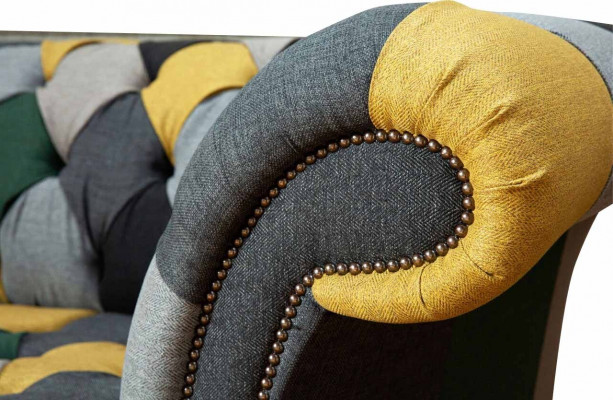 Klassische Design Chesterfield Stoff Sofa 3 Sitzer Sitz Couchen Sofas Polster