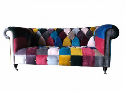 Chesterfield Sofa 3 Sitzer Couch Polster Sofas Couchen Luxus Stoff Design