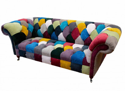 Chesterfield Sofa Polster Design Mehrfarbig Sitz Textil Couch Wohnzimmer