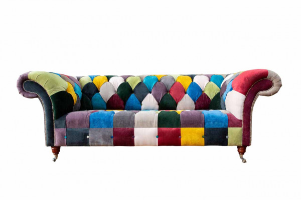 Chesterfield Sofa Polster Design Mehrfarbig Sitz Textil Couch Wohnzimmer