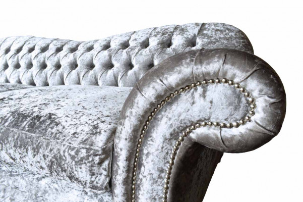 Chesterfield Couch Textil Samt Stoff Sofa Möbel Design 3 Sitzer Lila