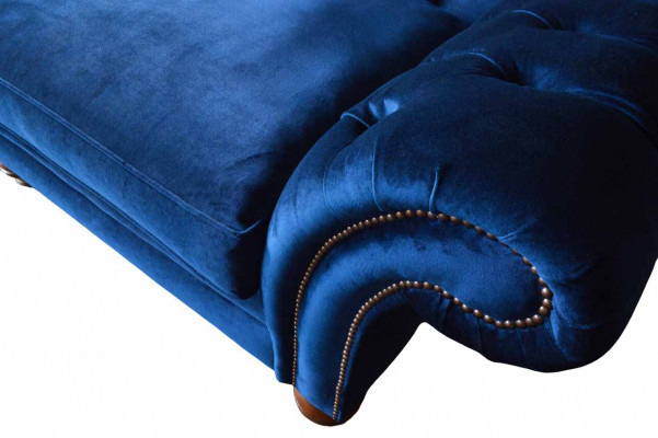 Dreisitzer Sofa 3 Sitzer Sofas Blau Stoff Wohnzimmer Luxus Sitz xxl big