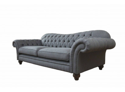 Moderm Sofa 3 Sitzer Luxus Textil Couch Grau Sofas Polster Stoff Neu
