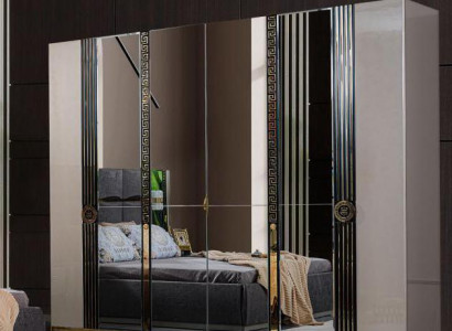 Garderobenschrank Kleiderschrank Moderne Holzschrank mit Spiegel Grau