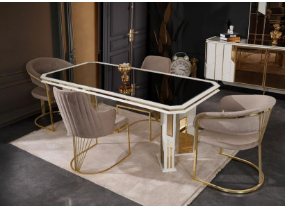 Luxus Esszimmer Garnitur Essgruppe Essecke Esstisch Stühle Beige 7tlg