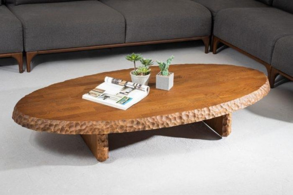 Stilvoller Couchtisch mit Holzplatte in Hellesbrauner Farbe Moderne