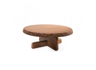 Luxuriös Rund Couchtisch mit Holzplatte in Hellesbrauner Farbe Moderne