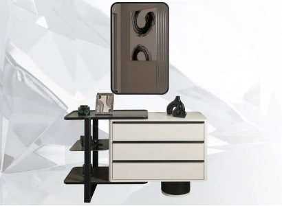 Frisiertisch Konsolentisch mit Spiegel Schminktisch Modern Holz Weiß