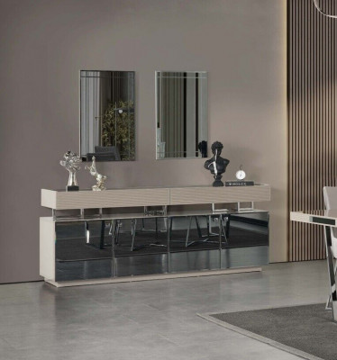 Sideboard mit Spiegel Anrichte Garnitur Schrank Modern Kommode Grau