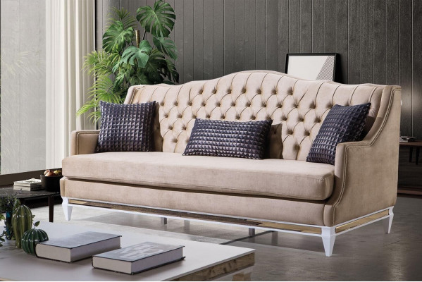 Moderne Wohnzimmer Sofagarnitur Polster Dreisitzer Designer Sessel 3tlg