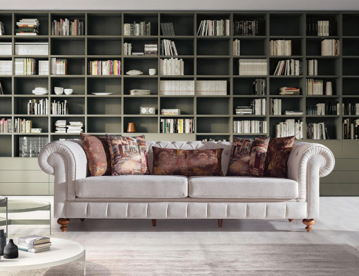 Weiß-Braune Chesterfield Sitzgruppe Designer Sofas Luxus Garnitur 3+2+1