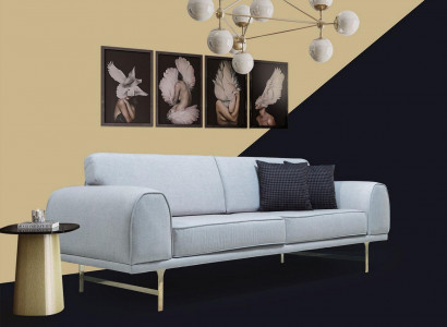 Grauer Moderner 3-Sitzer Designer Wohnzimmer Couch Luxus Polstersofa