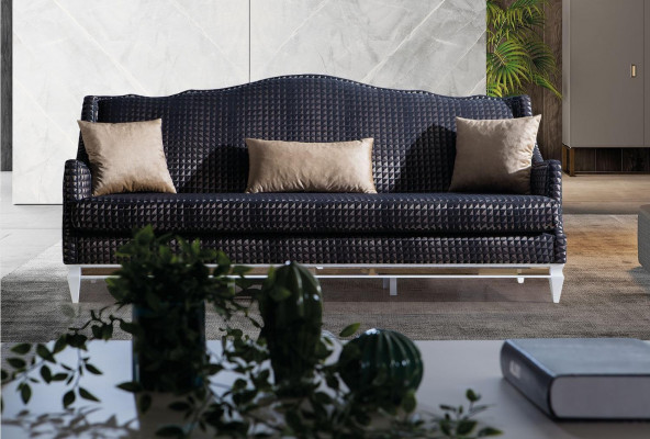 Designer Sofa 3-er Wohnzimmer Sofas Graue Couchen Luxus Textilsofas Neu