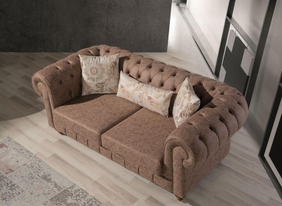 Stilvoller Brauner Chesterfield Zweisitzer Designer 2-er 2-Sitzer Couch