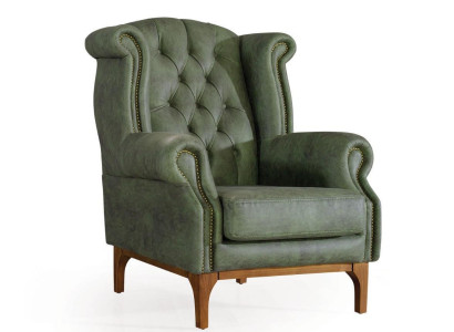 Grüner Chesterfield Luxus Sessel Polstersessel Designer Armlehnensessel