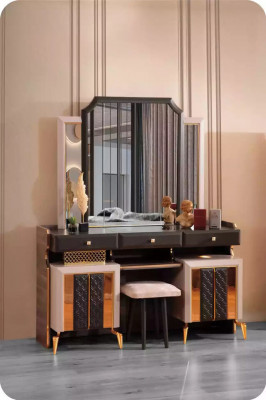 Luxus Garnitur Doppelbett Set 6tlg Beige Stoff Bett mit Bettkasten Schlafzimmer