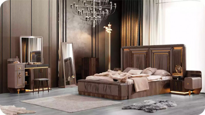 Schlafzimmer Luxus Schminktisch Spiegel Konsoletisch Schmink Braun