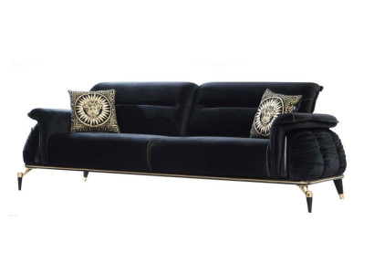 Sofa 3 Sitzer schwarz Chesterfield Designer Möbel Wohnzimmer Sofas Luxus
