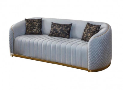 Sofa Luxus Wohnzimmer Modern Dreisitzer Möbel Sofa 3 Sitzer Holz Textil