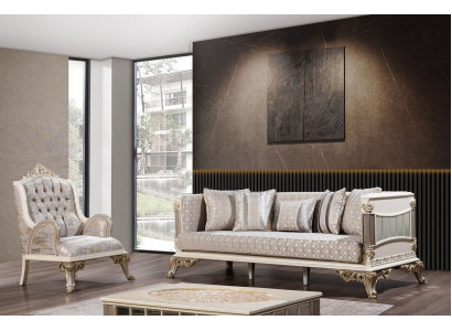 Sofagarnitur Klassische Luxus Sofas Sessel Wohnzimmer set 3+1Sitzer Chesterfield
