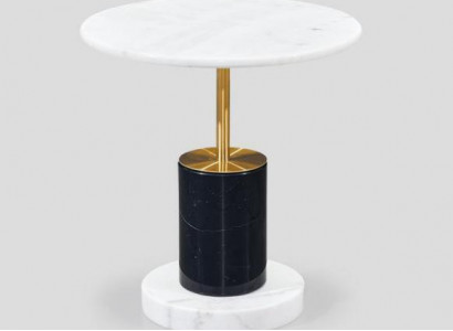 Weißer Marmorimitation Beistelltisch Designer Runder Stil Ablagetisch Tisch