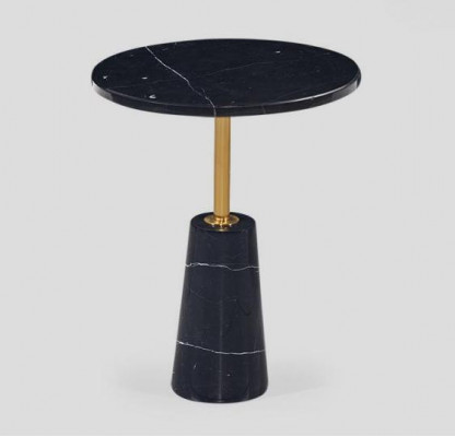 Schwarzer Runder Beistelltisch Designer Couchtisch Edelstahl Möbel Stil
