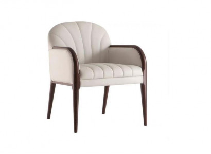 Designer Weißer Armlehnenstuhl Luxus Holzstuhl Polster Möbel Stühle Stuhl