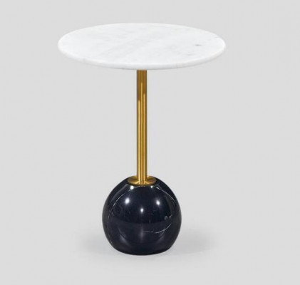 Schwarz-Weißer Beistelltisch Marmor Möbel Designer Wohnzimmer Couchtische