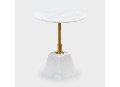 Gold-Weißer Beistelltisch Stilvolle Wohnzimmer Marmor Runde Tische